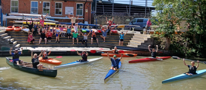 Young people paddling at Devizes Canoe Club